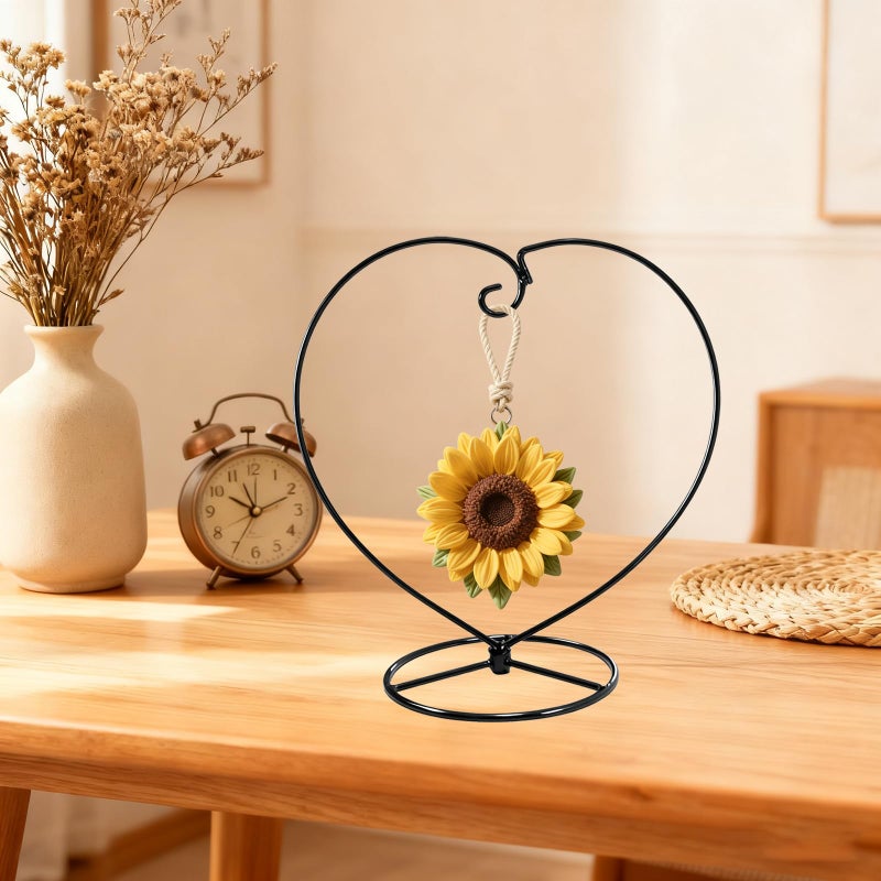 Archi Ornament Display Stand Iron Stand for Hanging Glass (Black 2Pcs Heart) - Image 2